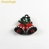 5PCS Mini Small Bell Charms Christmas Decoration Enamel Key Chain Pendant