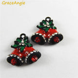 5PCS Mini Small Bell Charms Christmas Decoration Enamel Key Chain Pendant
