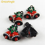 5PCS Mini Small Bell Charms Christmas Decoration Enamel Key Chain Pendant