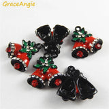 5PCS Mini Small Bell Charms Christmas Decoration Enamel Key Chain Pendant