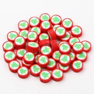 20pcs Christmas Tree Clay Beads for DIY Jewelry Making Decor