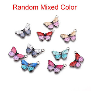 10Pcs Enamel Butterfly Dangle Charms for DIY Jewelry Making