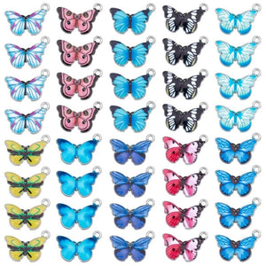 10Pcs Enamel Butterfly Dangle Charms for DIY Jewelry Making