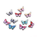 10Pcs Enamel Butterfly Dangle Charms for DIY Jewelry Making
