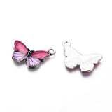 10Pcs Enamel Butterfly Dangle Charms for DIY Jewelry Making