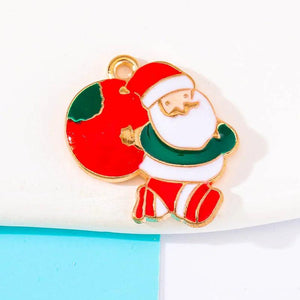 20Pcs/Lot Enamel Cartoon Santa Claus Christmas Decoration Jewelry