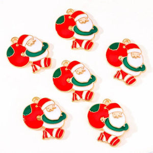 20Pcs/Lot Enamel Cartoon Santa Claus Christmas Decoration Jewelry