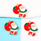 20Pcs/Lot Enamel Cartoon Santa Claus Christmas Decoration Jewelry