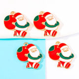 20Pcs/Lot Enamel Cartoon Santa Claus Christmas Decoration Jewelry