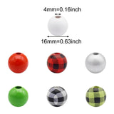 70PCS Christmas Wooden Beads Mix Wood Plaid Deer Green Red Spacer Jewelry Decor