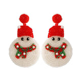 Orange Snowman Xmas Earrings