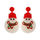 Orange Snowman Xmas Earrings