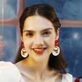 Orange Snowman Xmas Earrings