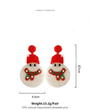 Orange Snowman Xmas Earrings