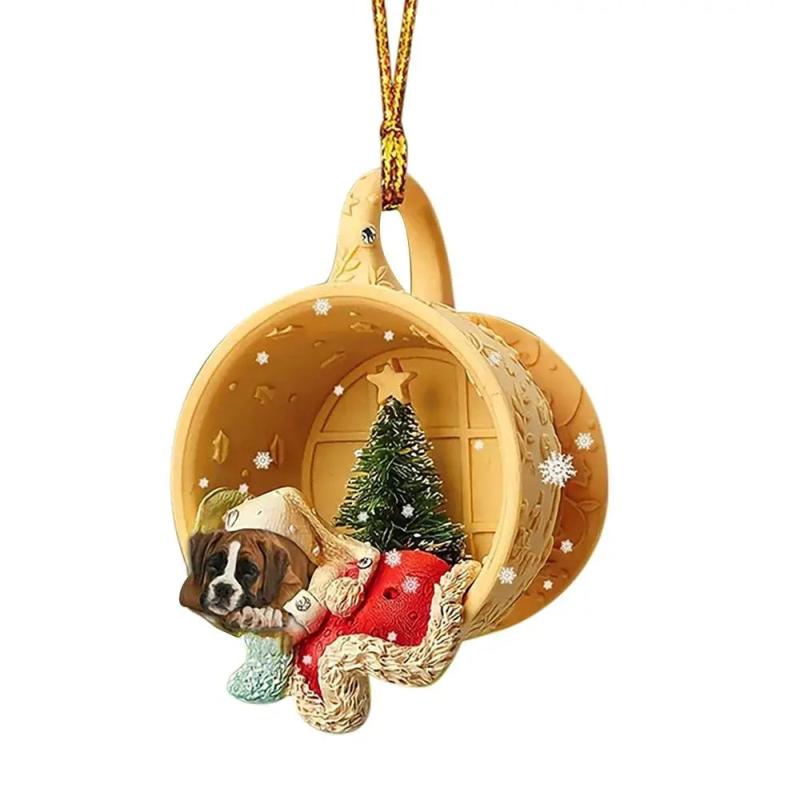 1Pc Christmas Tree Pendant Dog Animal Drop Ornament Year Festive Party Supplies