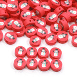 10mm Red Round Clay Spacer Beads Christmas Snowman Polymer Clay Beads