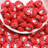 10mm Red Round Clay Spacer Beads Christmas Snowman Polymer Clay Beads