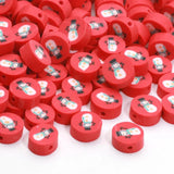 10mm Red Round Clay Spacer Beads Christmas Snowman Polymer Clay Beads