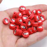 10mm Red Round Clay Spacer Beads Christmas Snowman Polymer Clay Beads