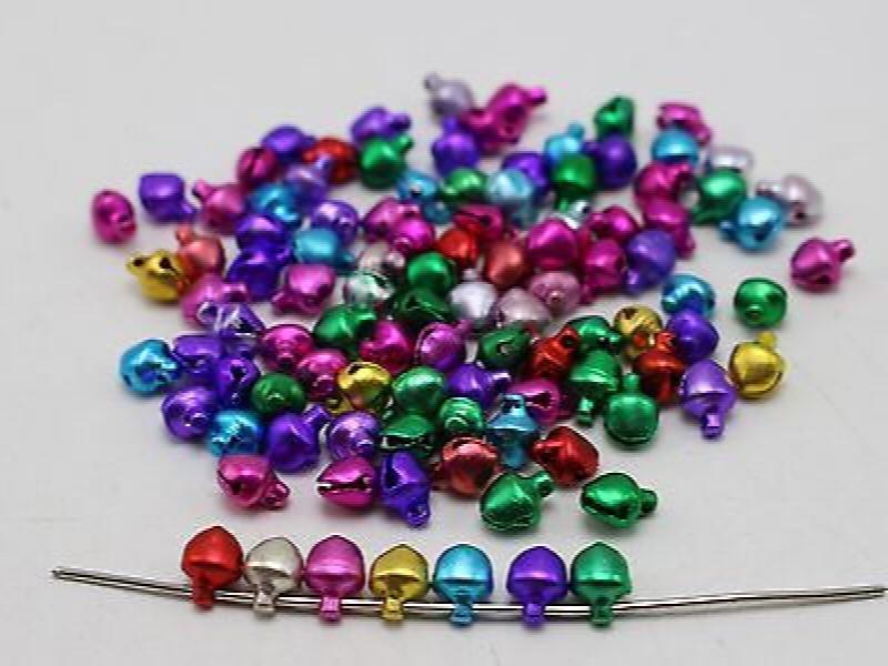 200 Mixed Aluminum Jingle Bells Beads Charms 6mm DIY Decoration