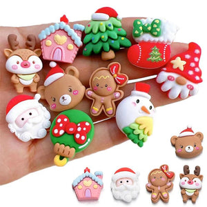 10pcs Christmas Flat Back Cabochons Xmas Scrapbooking DIY Phone Shell Decoration