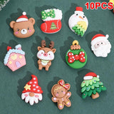 10pcs Christmas Flat Back Cabochons Xmas Scrapbooking DIY Phone Shell Decoration