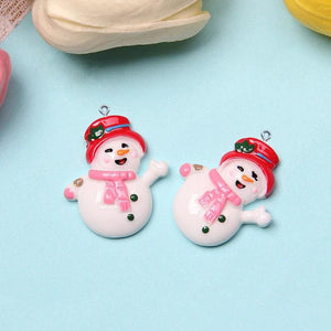 10Pcs Snowman Christmas Resin Charms for DIY Jewelry Making