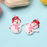 10Pcs Snowman Christmas Resin Charms for DIY Jewelry Making