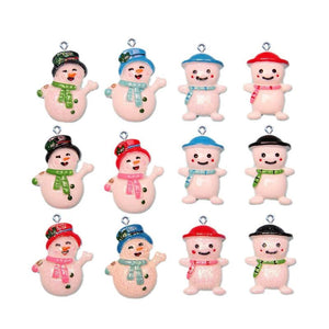 10Pcs Snowman Christmas Resin Charms for DIY Jewelry Making