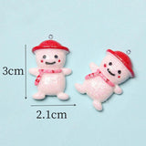 10Pcs Snowman Christmas Resin Charms for DIY Jewelry Making