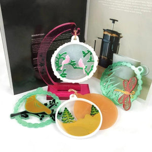 Christmas Tree Butterfly Mold DIY Photo Frame Pendant Ornament Silicone Mold
