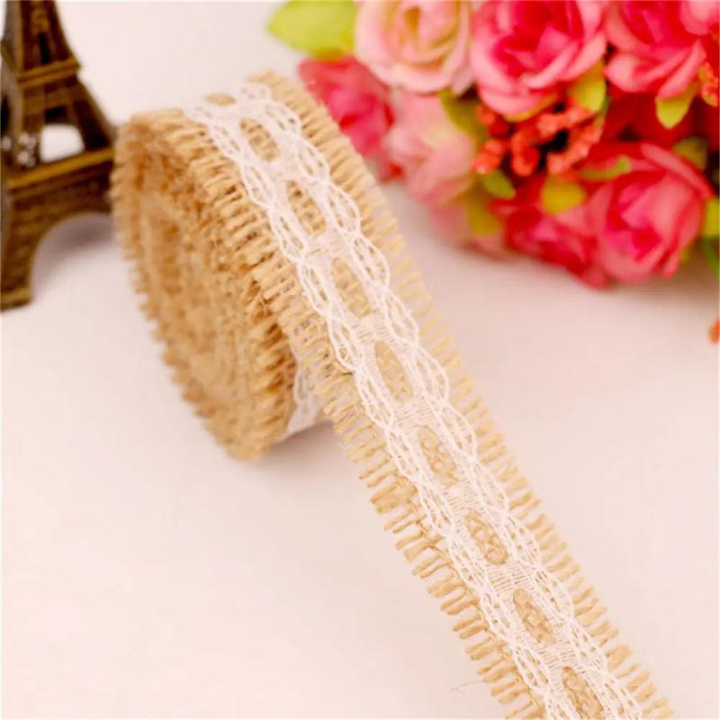 2 Meters Beige Linen Lace Rope Cord for Crafts DIY Accessory Jewelry
