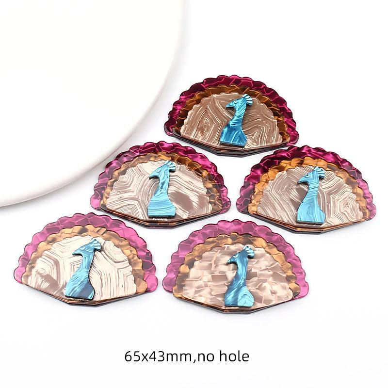 5pcs Peacock Brooch Base Acrylic Animal Party Christmas DIY Jewelry Making