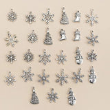 27pcs Mixed Christmas Snowflake Charms DIY Bracelet Decoration Craft Jewelry