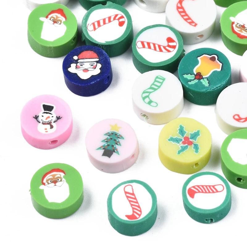 Christmas Style Polymer Clay Beads Xmas Tree Sock Snowman