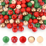 Christmas Wood Beads Set Mixed Christmas Decorative Loose Beads