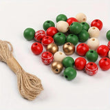 Christmas Wood Beads Set Mixed Christmas Decorative Loose Beads