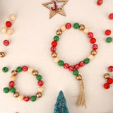 Christmas Wood Beads Set Mixed Christmas Decorative Loose Beads