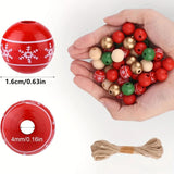 Christmas Wood Beads Set Mixed Christmas Decorative Loose Beads