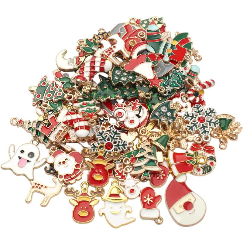 50Pcs Christmas Alloy Jewelry Sets Earrings Bracelet Bangle Necklace Rings Xmas