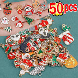 50Pcs Christmas Alloy Jewelry Sets Earrings Bracelet Bangle Necklace Rings Xmas