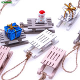 1/12 Mini Wooden Sleigh Model Diy Christmas Landscape Dollhouse Accessory