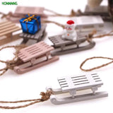 1/12 Mini Wooden Sleigh Model Diy Christmas Landscape Dollhouse Accessory