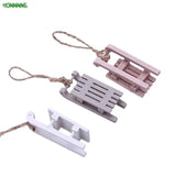 1/12 Mini Wooden Sleigh Model Diy Christmas Landscape Dollhouse Accessory