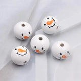 20PCs Snowman Wood Beads Christmas 16mm Round Spacer Beads DIY Jewelry