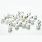 20PCs Snowman Wood Beads Christmas 16mm Round Spacer Beads DIY Jewelry