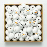 20PCs Snowman Wood Beads Christmas 16mm Round Spacer Beads DIY Jewelry
