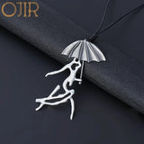 Geometric Long Necklace with Gothic Pendants Suspension Chokers Jewelry