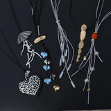 Geometric Long Necklace with Gothic Pendants Suspension Chokers Jewelry