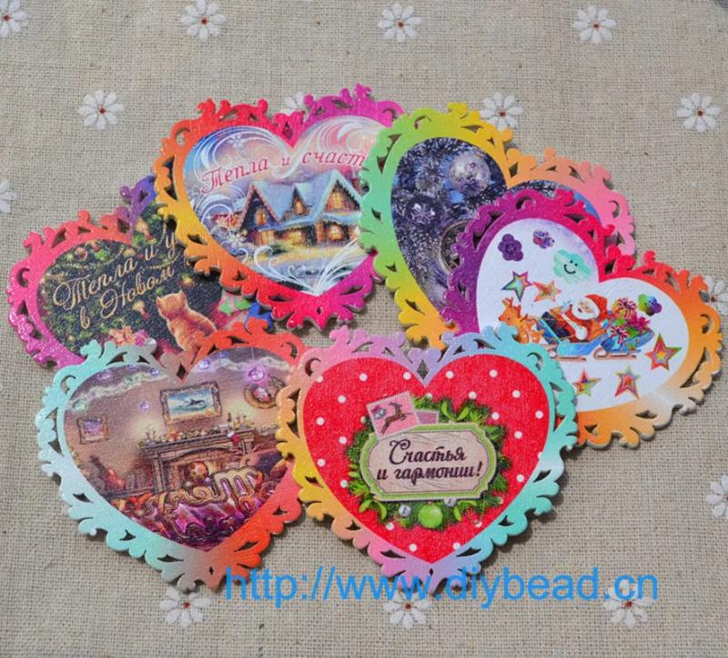 Heart Shaped Wood Decoration Set - Christmas Tree Accessory